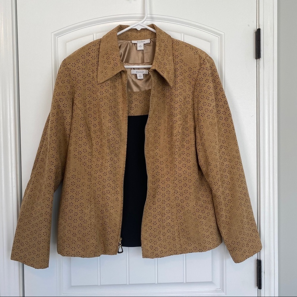 Dress Barn 2 Piece Jacket/Tank Tan & Black Size 16